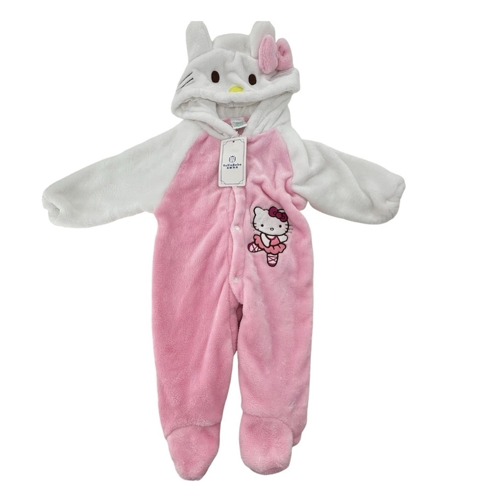 Yuxinbebe Hooded Hello Kitty Footed Pajama - Halloween Costume for 6 Months